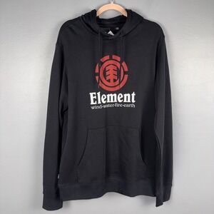 Element Wind Fire Water Earth Hoodie Sweatshirt Large Black NEW 90s Y2K